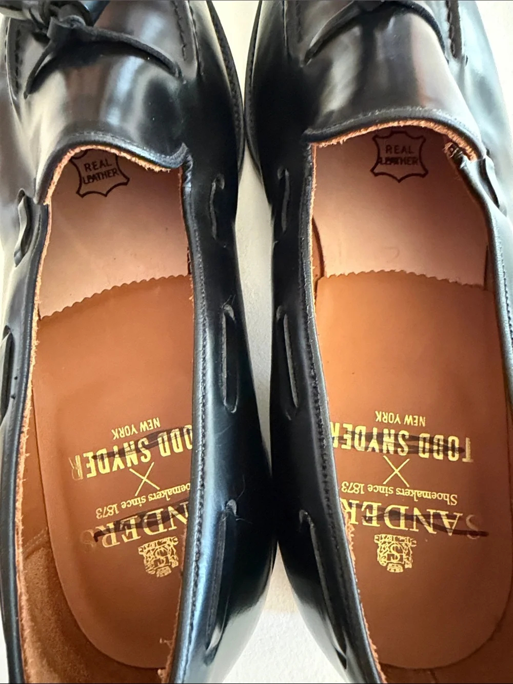 Todd Snyder X Sanders Classic Black Tassel Loafers Sz 11.5. Bag7